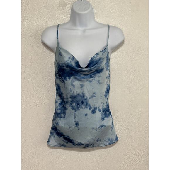 JOA Y2K Cowl Neck Satin Tank Tunic S Powder Blue Girly Casual City Street Style - Picture 1 of 9